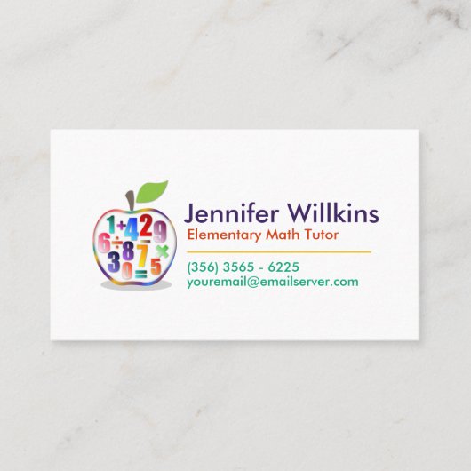 Private Mathematiklehrer - Frühe Noten, elementare Visitenkarte (Vorderseite)