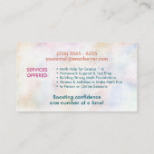 Private Mathematiklehrer - Frühe Noten, elementare Visitenkarte (Rückseite)