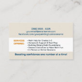 Private Mathematiklehrer - Vorschulen, Grundschule Visitenkarte (Rückseite)