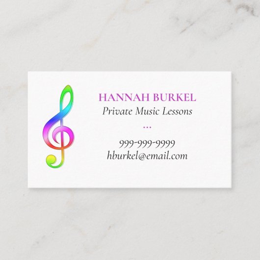 Private Music Lesson Business Cards Visitenkarte (Vorderseite)