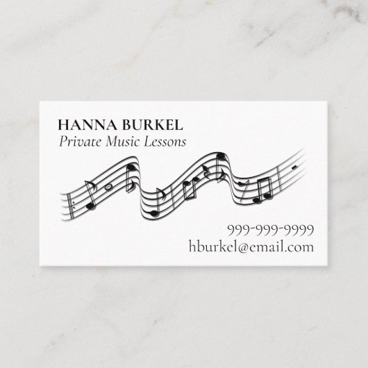 Private Music Lessons Business Card Visitenkarte (Vorderseite)
