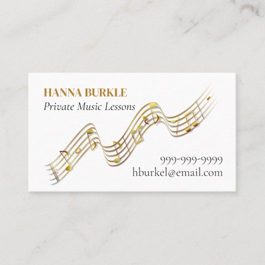 Private Music Lessons Business Card Visitenkarte (Vorderseite)