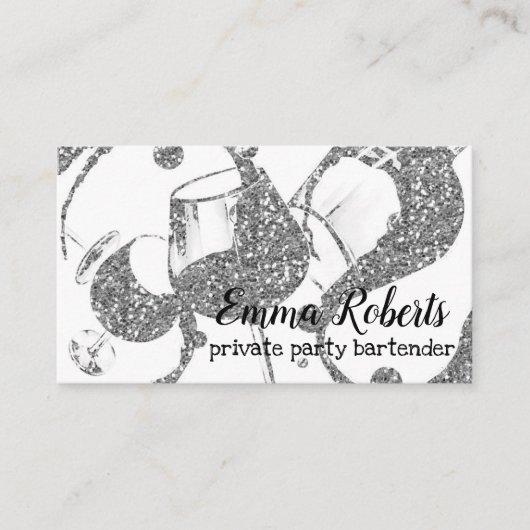 Private Party Barkeeper Silver Business Card Visitenkarte (Vorderseite)