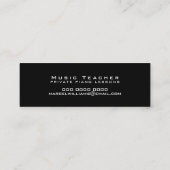 Private Piano Lessons Music Teacher Black Mini Visitenkarte (Rückseite)