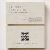 Private Practice Therapist Neutral Linen QR Code Visitenkarte