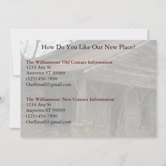 Private Schöne Adressenänderung: Neues Porch Ankündigung (Rückseite)