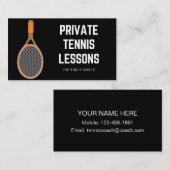 Private Tennisstunden Stilvolle Black Sport Coach Visitenkarte (Vorne/Hinten)