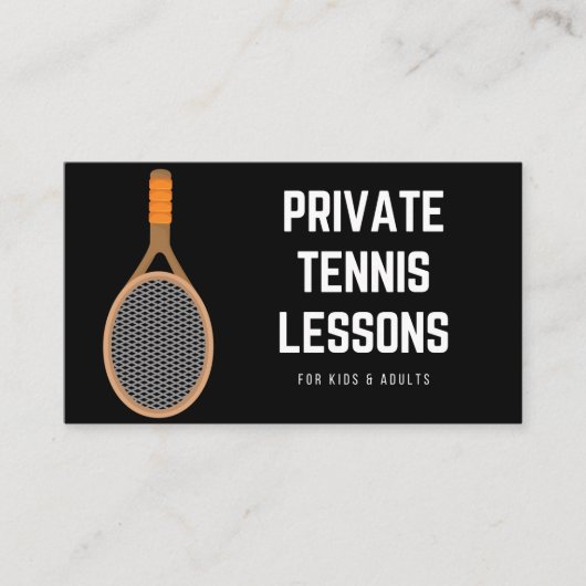 Private Tennisstunden Stilvolle Black Sport Coach Visitenkarte (Vorderseite)