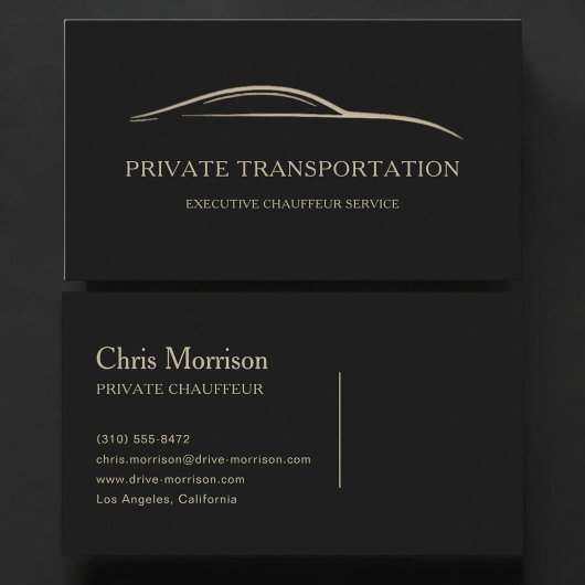 Private Transportation Black & Gold Visitenkarte