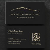 Private Transportation QR Code Black & Gold Visitenkarte