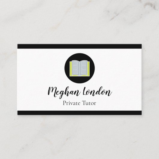 Private Tutor Lehrerin Minimalistisches Buch Visitenkarte (Vorderseite)
