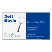 Private Untersuchung | Detective Beruflich Blue Magnetische Visitenkarte (Vorderseite)