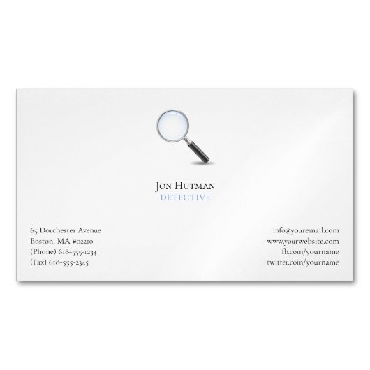 Private Untersuchung | Detektiv Beruflich Magnetische Visitenkarte (Vorderseite)