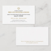 Private Untersuchungen | Detective Beruflich Bu Visitenkarte (Vorne/Hinten)