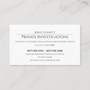 Private Untersuchungen   Detective Beruflich Bu Visitenkarte