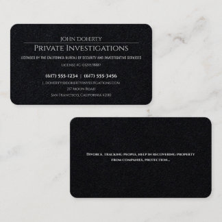 Private Untersuchungen | Detektiv Beruflich Visitenkarte