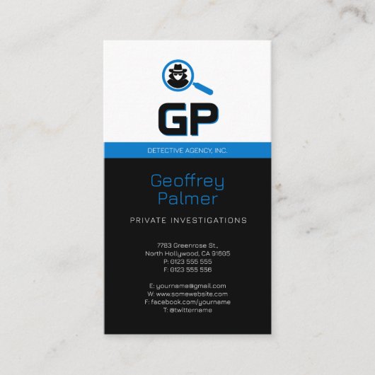 Private Untersuchungen | Detektiv Beruflich Visitenkarte (Vorderseite)