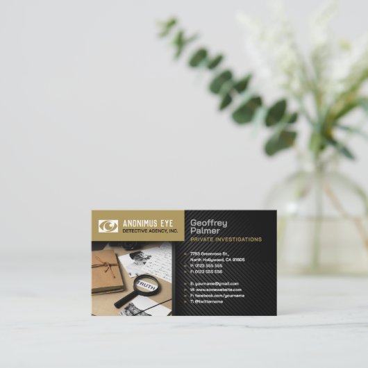 Private Untersuchungen | Detektiv Beruflich Visitenkarte (Stehend Vorderseite)