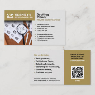 Private Untersuchungen   Detektiv Beruflich Visitenkarte