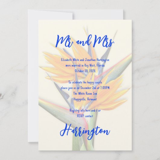 Private Wedding Bird of Paradise Blume Party Einladung (Vorderseite)