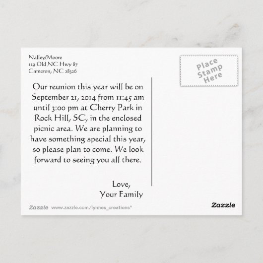 Private Wiedersehen-Card Postkarte (Rückseite)