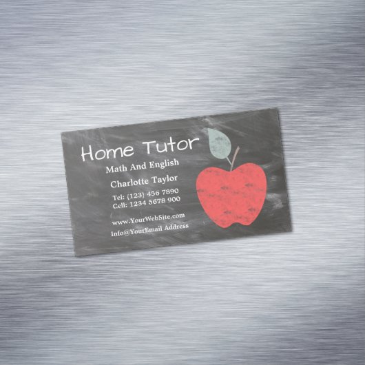 Private Zuhause Tutor Apple Scrubbed Style Chalkbo Magnetische Visitenkarte (Beispiel)