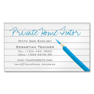 Private Zuhause Tutor, blaue Stifte und Linenpapie Magnetische Visitenkarte