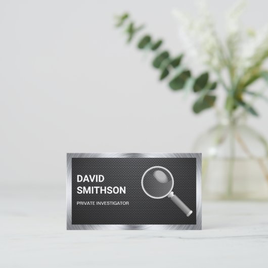 Privater Detektor für schwarze Kohlenstofffaser Visitenkarte (Stehend Vorderseite)