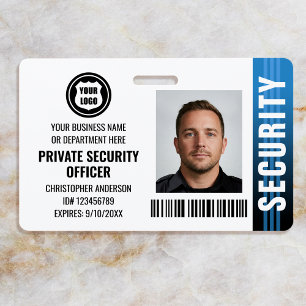 Privater Sicherheitsbeamter Ausweis Foto Logo Blau