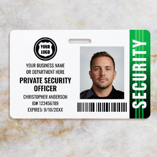 Privater Sicherheitsbeamter Ausweis Foto Logo Grün