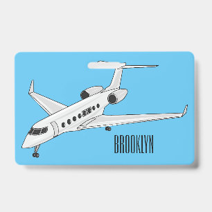 Privates Jet-Cartoon-Illustration Ausweis