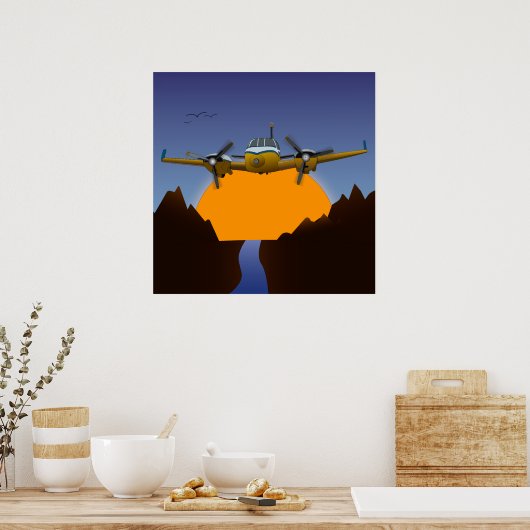 Privatjet. Sonnenuntergang. Poster (Küche)