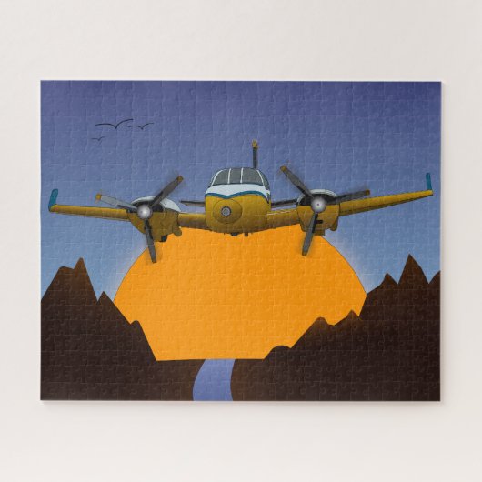 Privatjet. Sonnenuntergang. Puzzle (Horizontal)