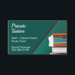 Privatlehrer Lehrgang Visitenkarte<br><div class="desc">Eine beeindruckende Visitenkarte mit einem Stapel Bücher auf aquamarinem Hintergrund. Diese tolle Karte würde gut für private Tutor-Dienste,  Examen coach Unternehmen oder andere Bildungen. Einfach mit Ihren eigenen Firmeninformationen personalisieren.</div>