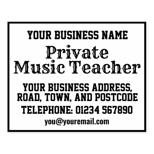 Privatlehrer mit Name, Anschrift usw. Gummistempel (Prägung)