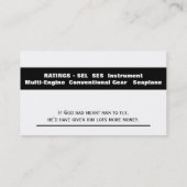 Privatpilot Visitenkarte (Rückseite)