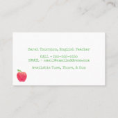 Privatunterricht-Aquarell-roter Apple-Lehrer-Tutor Visitenkarte (Rückseite)