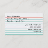 Privatunterricht-Visitenkarte Visitenkarte (Rückseite)