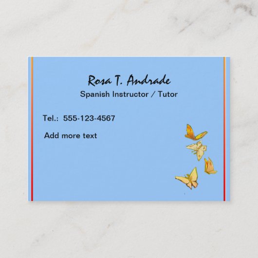 Privatunterricht-Visitenkarten mit spanischem Visitenkarte (Rückseite)