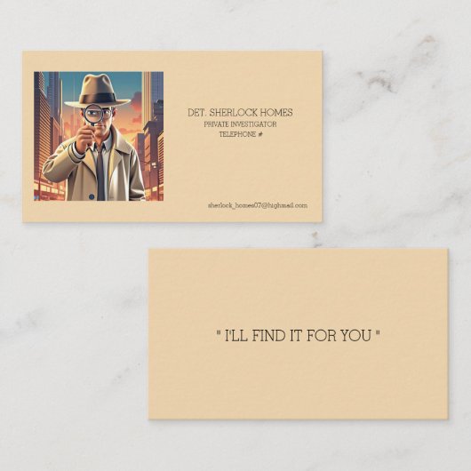 " PRIVATUNTERSUCHER " VISITENKARTE (Vorne/Hinten)