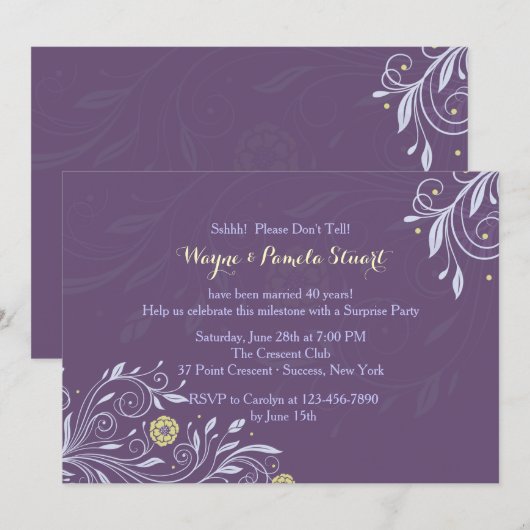 Privilegierte Lila Einladung (Vorne/Hinten)