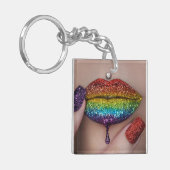 Prix Key Ring - Rainbow Lipstick Lesbian Schlüsselanhänger (Vorderseite links)
