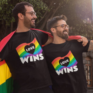 Prix Liebe gewinnt LGBT-Regenbogenflagge Herz T-Shirt