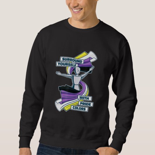 Prix non binäre Flag Enby Genderqueer Non-Binary Sweatshirt (Vorderseite)