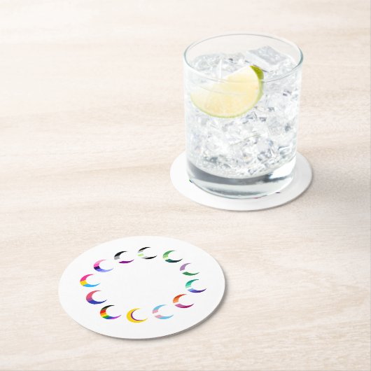 Prix Time Crescent Moon Design Runder Pappuntersetzer (Vor Ort)