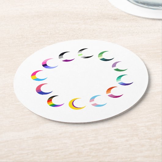 Prix Time Crescent Moon Design Runder Pappuntersetzer (Angewinkelt)