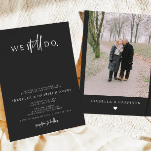 PRIYA Black Contemporary Foto Vow Renewal Einladung