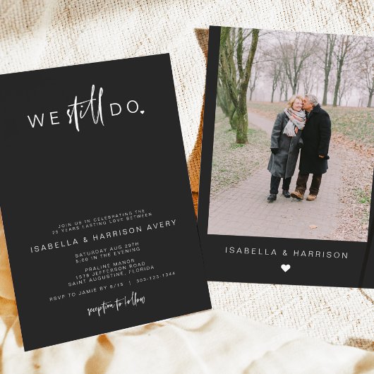 PRIYA Black Contemporary Foto Vow Renewal Einladung