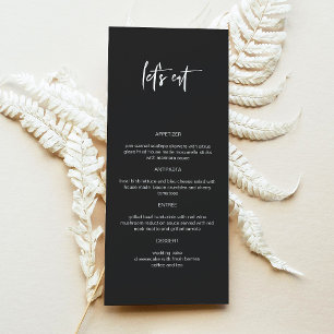 PRIYA Edgy Black Modern Let's Eat Menu Menükarte