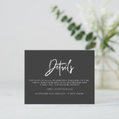 PRIYA Modern Black Wedding Details Card Einladung (Stehend Vorderseite)